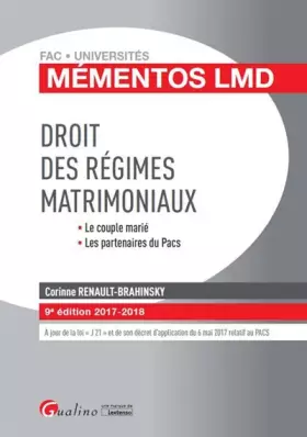 Couverture du produit · Droit des régimes matrimoniaux: Le couple marié, les partenaires du Pacs