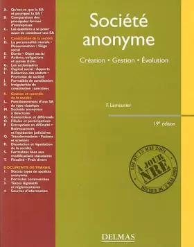Couverture du produit · Société anonyme : Création - Gestion - Evolution