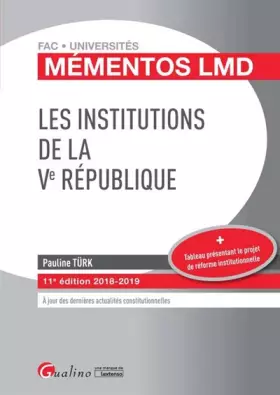 Couverture du produit · Les institutions de la Ve République