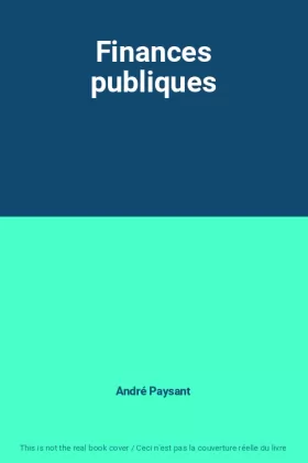 Couverture du produit · Finances publiques