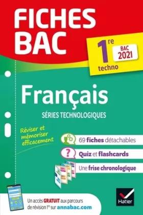 Couverture du produit · Fiches bac Français 1re technologique Bac 2021: nouveau programme de Première (2020-2021)
