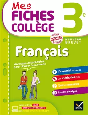 Couverture du produit · Mes fiches collège Français 3e: 40 fiches de révision et 120 exercices corrigés