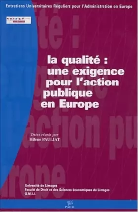 Couverture du produit · La qualité : une exigence pour l'action publique en Europe