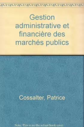 Couverture du produit · Gestion administrative et financière des marchés publics