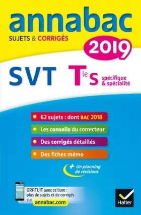 Couverture du produit · Annales Annabac 2019 SVT Tle S: sujets et corrigés du bac Terminale S