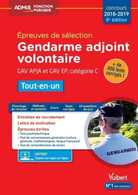 Couverture du produit · Gendarme adjoint volontaire - GAV APJA et GAV EP - Catégorie C - Tout-en-un - Épreuves de sélection 2018-2019