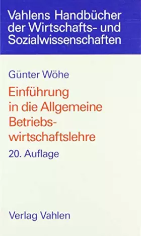 Couverture du produit · Einführung in die Allgemeine Betriebswirtschaftslehre.