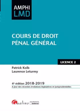 Couverture du produit · COURS DE DROIT PENAL GENERAL - 4EME EDITION