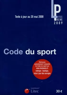 Couverture du produit · Code du sport: Texte à jour au 20 mai 2008