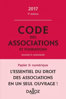 Couverture du produit · Code des associations et fondations 2017, commenté