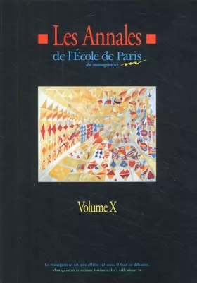 Couverture du produit · ANNALES DE L'ECOLE DE PARIS VOL.X (LES)