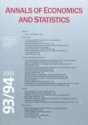 Couverture du produit · Annales d'économie et de statistique, N° 93/94, Janvier-Ju : Annales d'économie et de statistique: n° 93-94