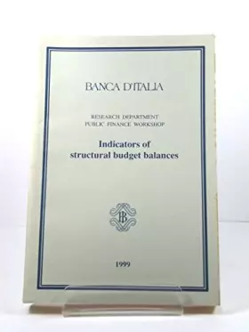 Couverture du produit · Banca d'Italia Research Department Public Finance Workshop: Indicators of Structural Budget Balances