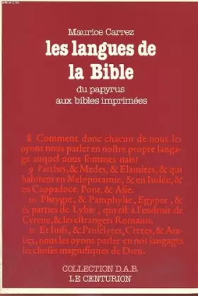 Couverture du produit · Les Langues de la Bible: Du papyrus aux Bibles imprimées