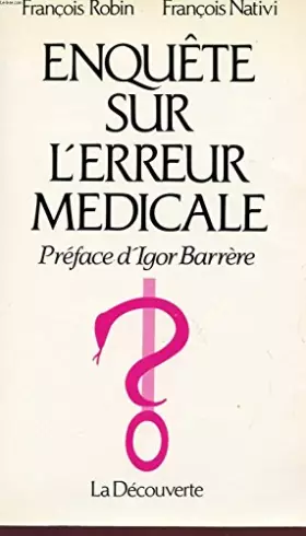 Couverture du produit · Enquete sur l'erreur medicale