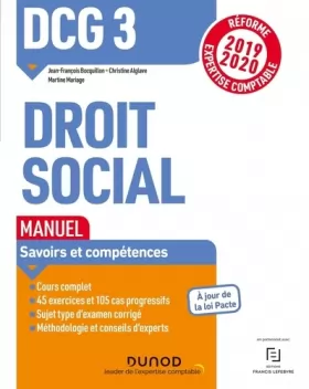 Couverture du produit · DCG 3 Droit social - Manuel - Réforme 2019-2020: Réforme Expertise comptable 2019-2020 (2019-2020)