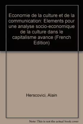 Couverture du produit · Economie de la culture et de la communication
