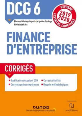 Couverture du produit · DCG 6 Finance d'entreprise - Corrigés - Réforme 2019-2020: Réforme Expertise comptable 2019-2020
