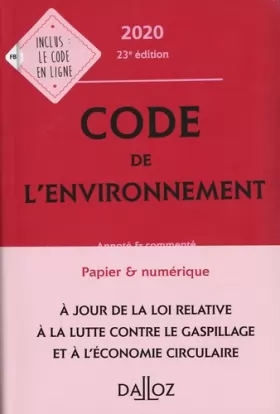 Couverture du produit · Code de l'environnement: Annoté & commenté
