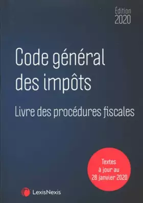 Couverture du produit · Code général des impôts 2020: Textes à jour au 28 janvier 2020