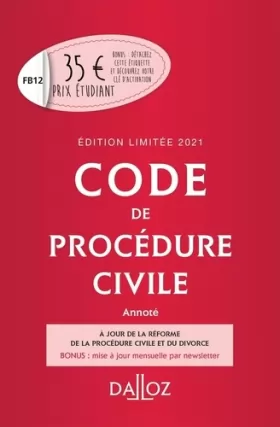 Couverture du produit · Code de procédure civile 2021 annoté. Édition limitée - 112e ed.
