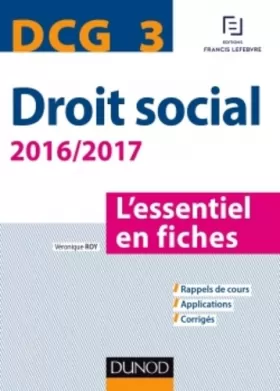 Couverture du produit · DCG 3 - Droit social 2016/2017 - 7e éd. - L'essentiel en fiches