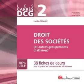 Couverture du produit · DCG 2 Droit des societés (et autres groupements d'affaires): 38 fiches de cours pour acquérir les connaissances nécessaires