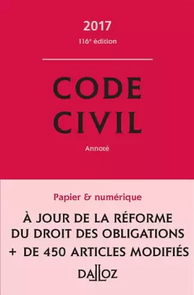 Couverture du produit · Code civil 2017 - 116e éd.