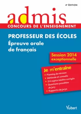 Couverture du produit · Concours Professeur des écoles - Épreuve orale de français - Session exceptionnelle 2014