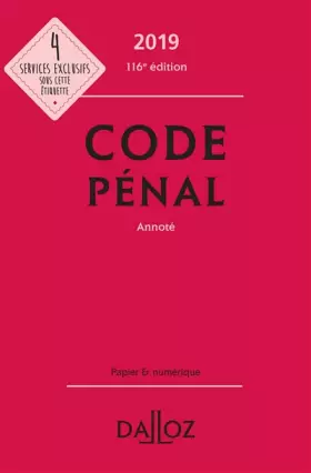 Couverture du produit · Code pénal 2019, annoté - 116e éd.