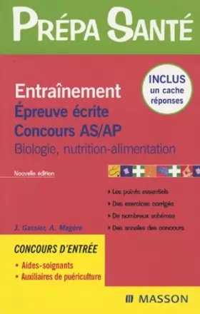 Couverture du produit · Entraînement Epreuve écrite Concours AS/AP: Biologie, nutrition-alimentation