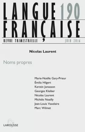 Couverture du produit · Langue française n° 190 (2/2016) Noms propres: Noms propres