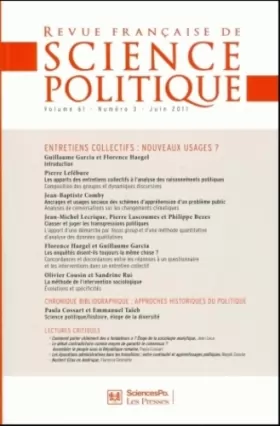 Couverture du produit · Revue française de science politique vol 61 tome 3