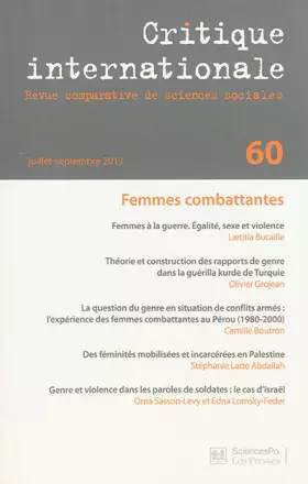 Couverture du produit · Critique internationale, N° 60, Juillet-septembre 2013 : Femmes combattantes