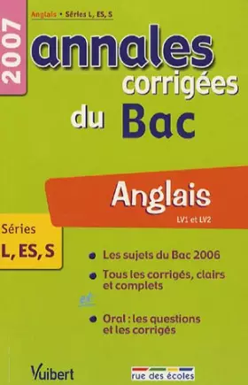 Couverture du produit · Anglais LV1-LV2 Séries L-ES-S: Annales corrigées du Bac