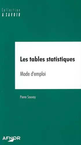 Couverture du produit · Les tables statistiques. Mode d'emploi