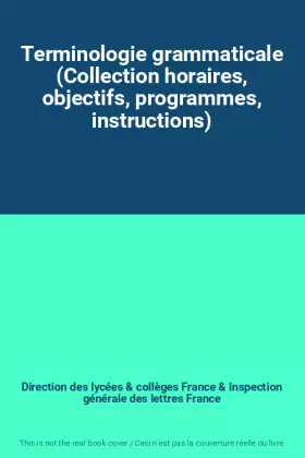 Couverture du produit · Terminologie grammaticale (Collection horaires, objectifs, programmes, instructions)