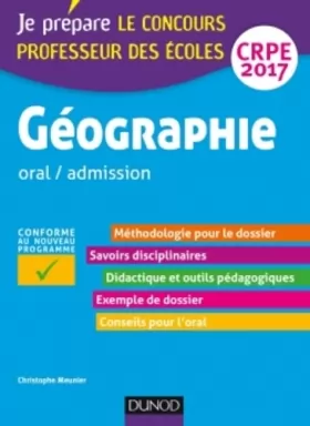 Couverture du produit · Géographie - Professeur des écoles - oral / admission - CRPE 2017 (2017)