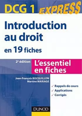 Couverture du produit · Introduction au droit DCG 1- en 19 fiches - 3ème édition