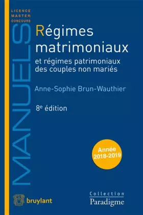 Couverture du produit · Régimes matrimoniaux et régimes patrimoniaux des couples non mariés