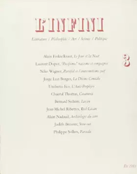 Couverture du produit · L'Infini, numéro 3, été 1983