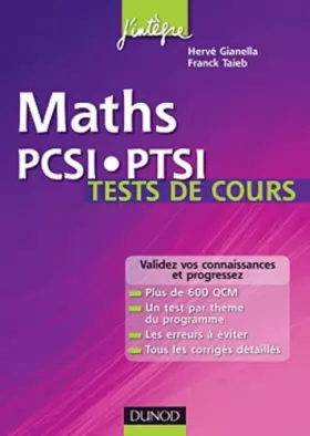 Couverture du produit · Maths PCSI-PTSI Tests de cours - Validez vos connaissances et progressez !