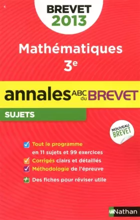 Couverture du produit · ANNALES BREVET 2013 MATHS NON