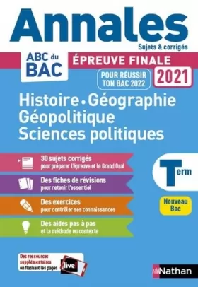 Couverture du produit · Annales ABC du BAC 2021-2022 - HGGSP (Histoire-géographie, géopolitique et sciences politiques) Tle - Sujets et corrigés - Ense