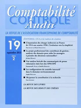 Couverture du produit · Revue Comptabilité, Contrôle, Audit, Volume 19, Tome 2