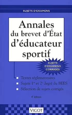 Couverture du produit · Annales du brevet d'Etat d'éducateur sportif, 4e édition