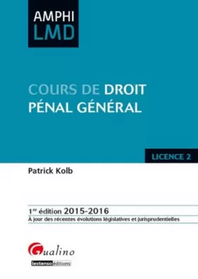 Couverture du produit · Cours de Droit pénal général 2015-2016