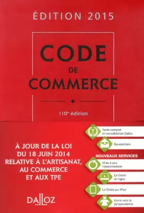 Couverture du produit · Code de commerce 2015 - 110e éd.