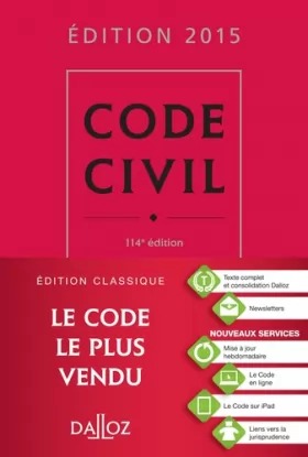 Couverture du produit · Code civil 2015 - 114 e éd.