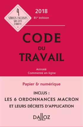 Couverture du produit · Code du travail 2018, annoté et commenté en ligne - 81e éd.: Code du travail 2018, annoté et commenté en ligne